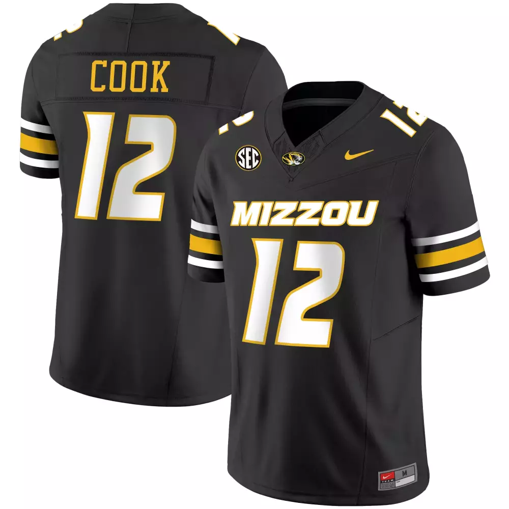 brady cook black gold womens missouri tigers gold vapor jersey all stitched
