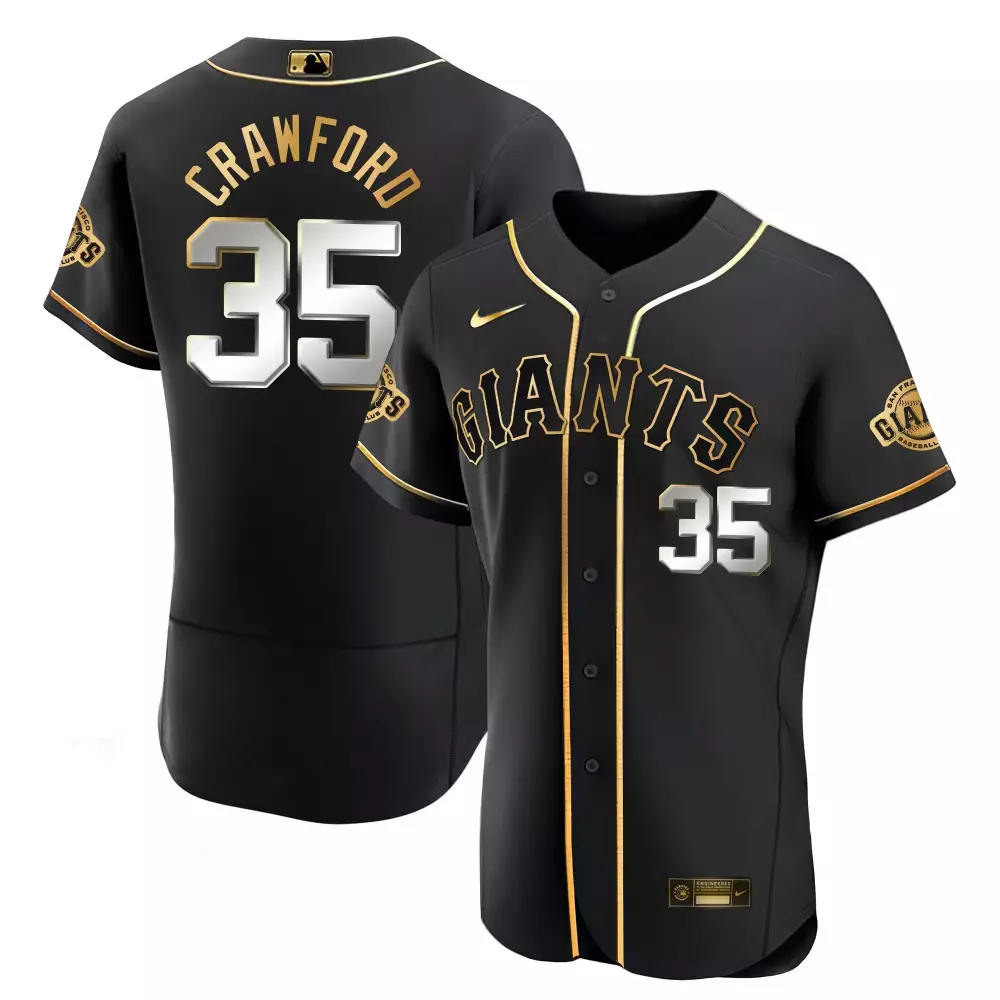 brandon crawford flex black limited mens san francisco giants black limited gold jersey all stitched