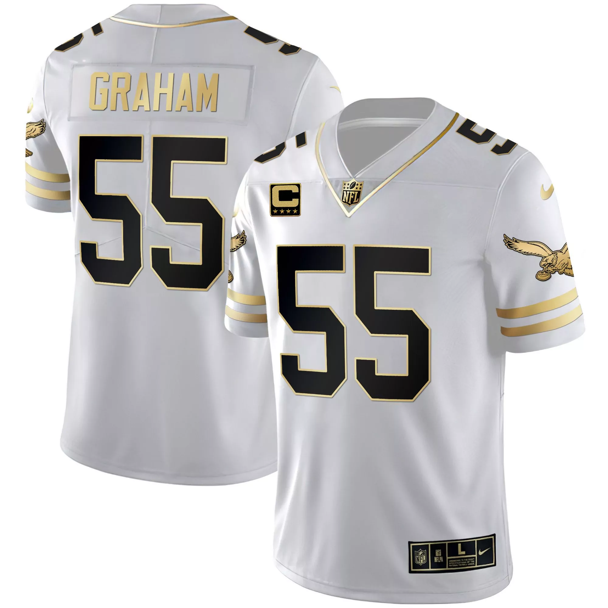 brandon graham white gold mens philadelphia eagles 2024 throwback gold vapor limited jersey est 1933 patch all stitched
