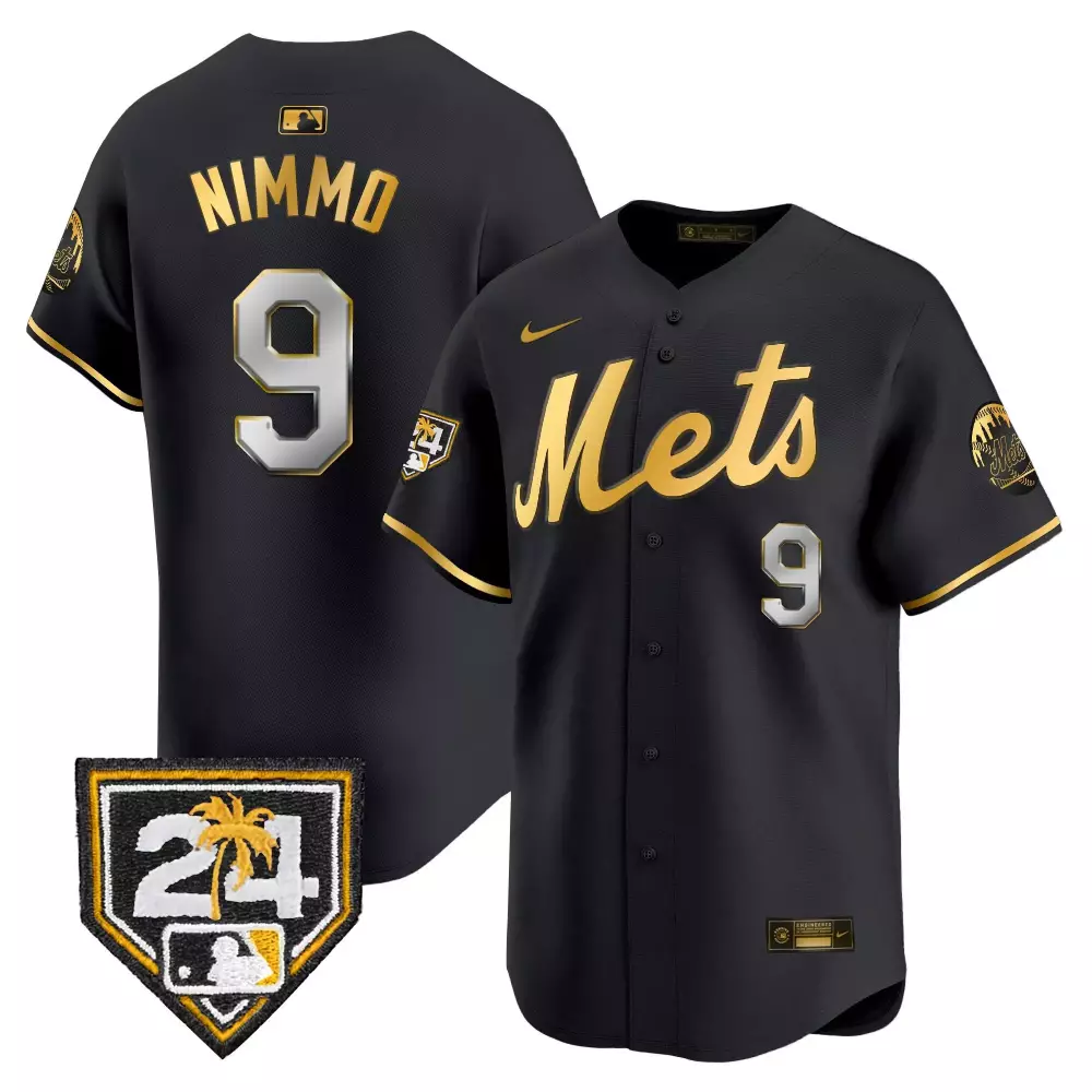 brandon nimmo black gold mens new york mets 2024 spring training vapor premier limited jersey v2 all stitched