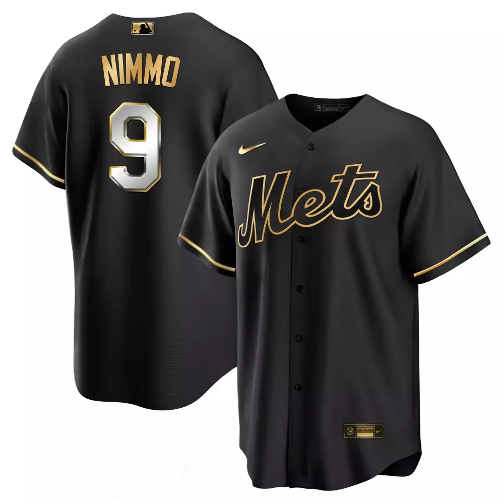 brandon nimmo cool black limited mens new york mets black limited gold jersey all stitched