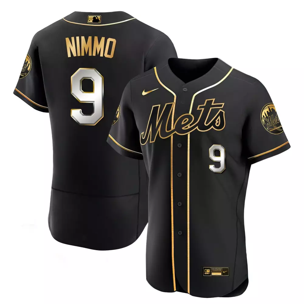 brandon nimmo flex black limited mens new york mets black limited gold jersey all stitched