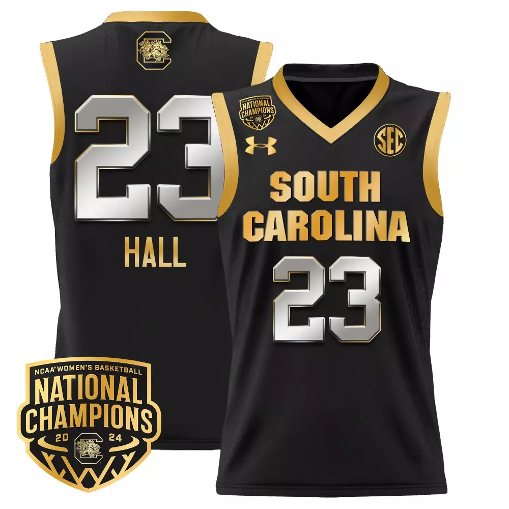 bree hall black gold mens size south carolina gamecocks 2024 final four basketball jersey women patch all stitched