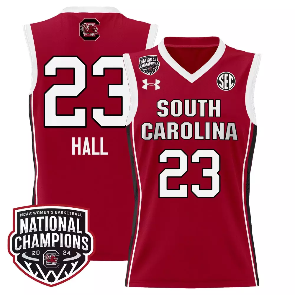 bree hall red womens size south carolina gamecocks 2024 final four basketball jersey women patch all stitched