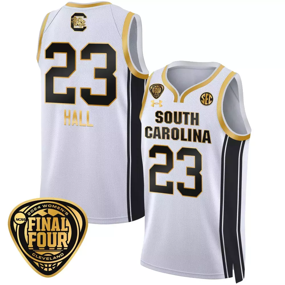 bree hall red womens size south carolina gamecocks 2024 final four basketball jersey women patch all stitched
