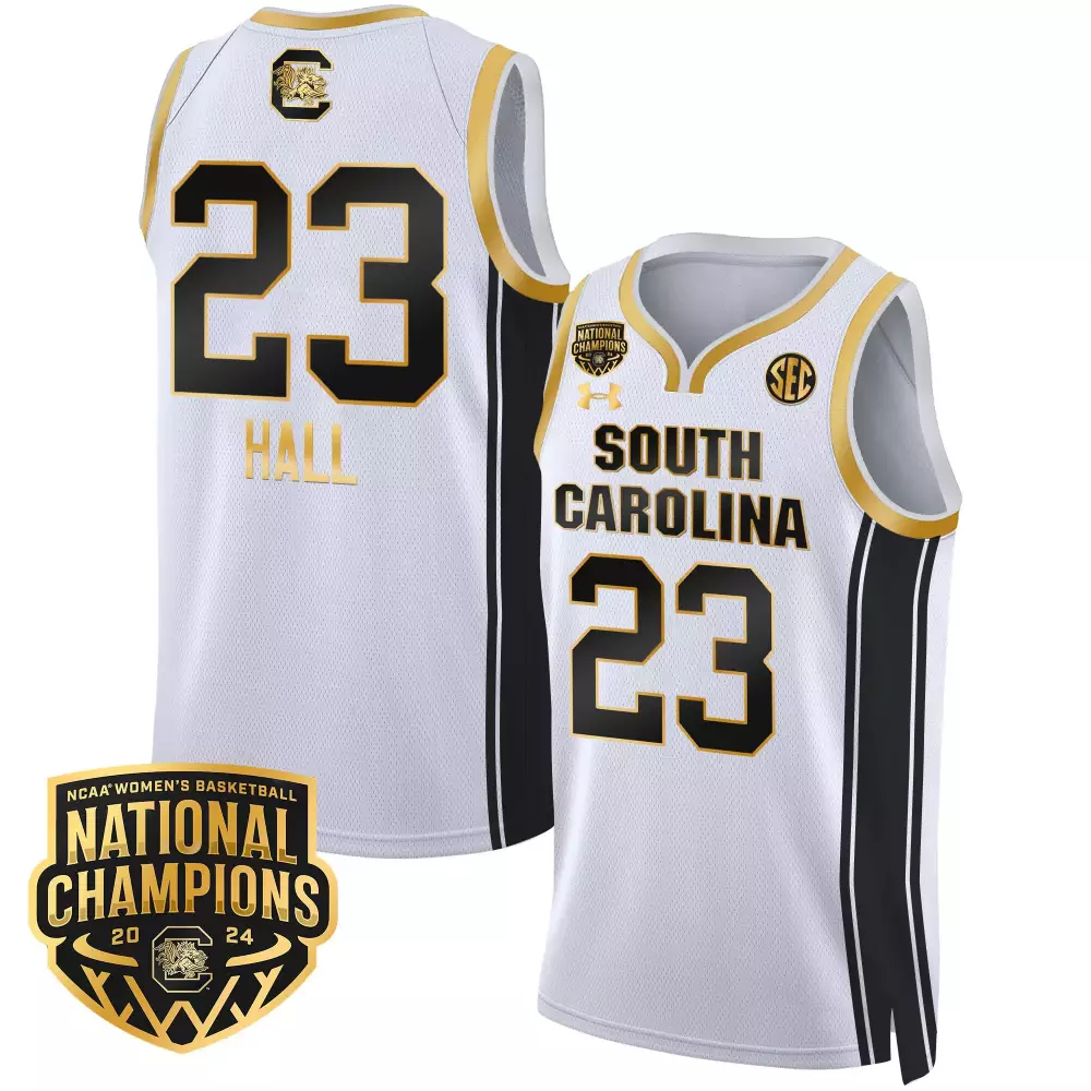 bree hall white gold womens size south carolina gamecocks 2024 final four basketball jersey women patch all stitched