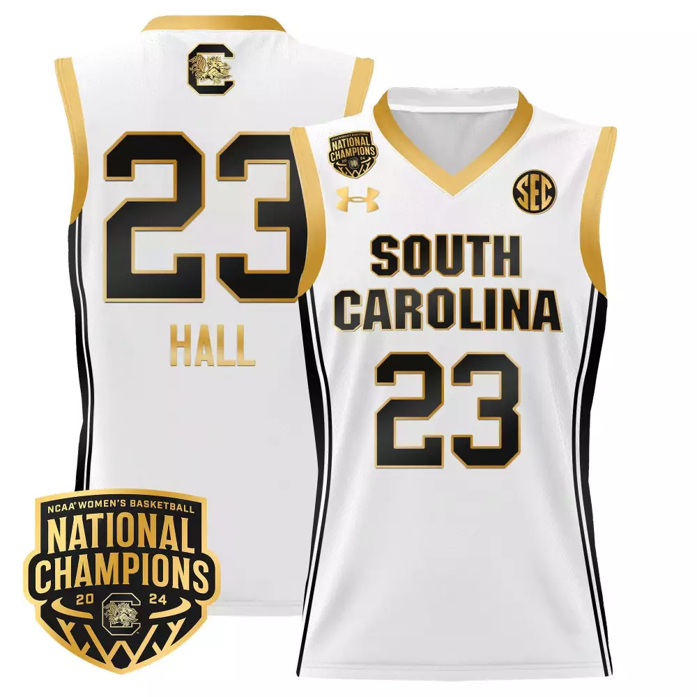bree hall white gold womens size south carolina gamecocks 2024 final four basketball jersey women patch all stitched