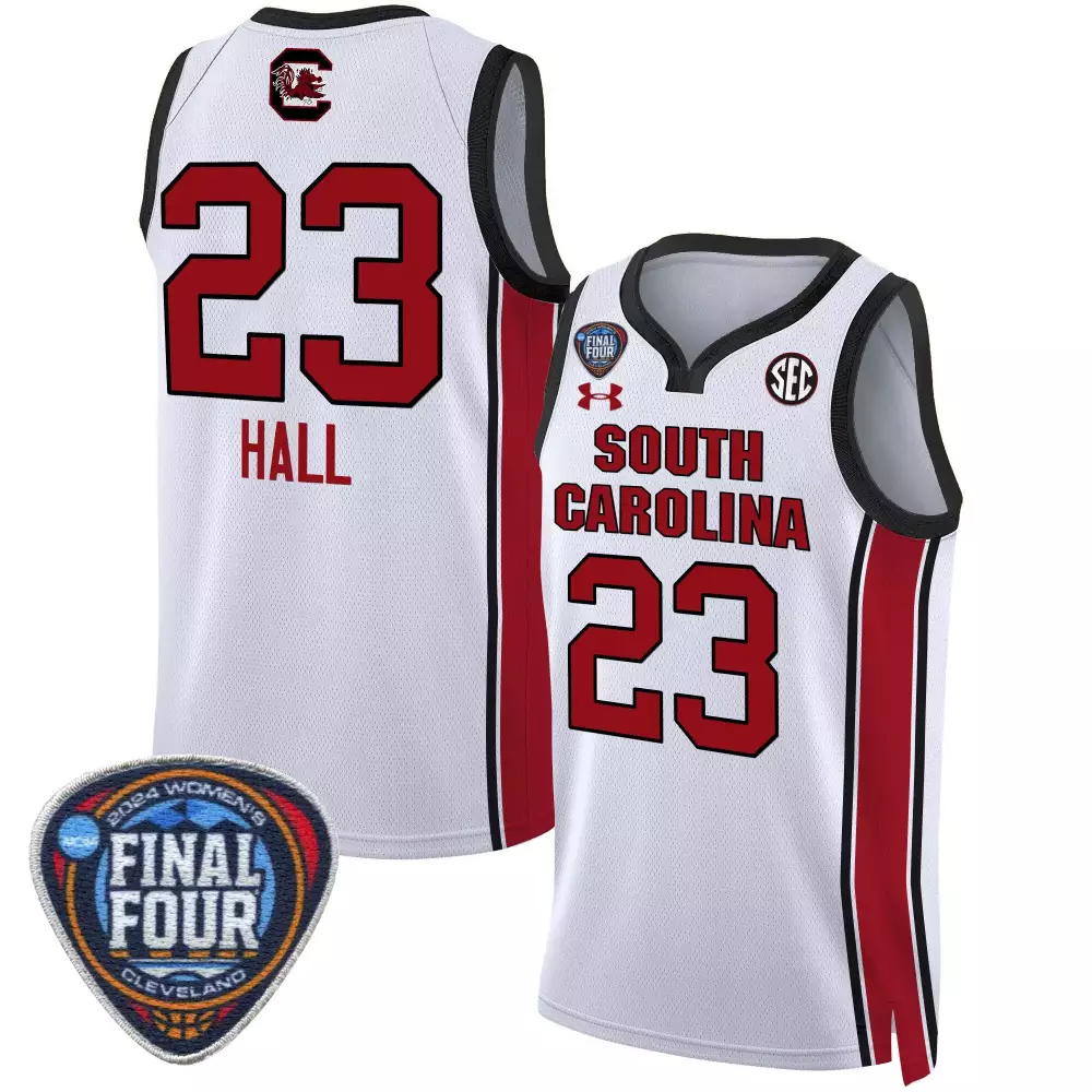 bree hall white gold womens size south carolina gamecocks 2024 final four basketball jersey women patch all stitched