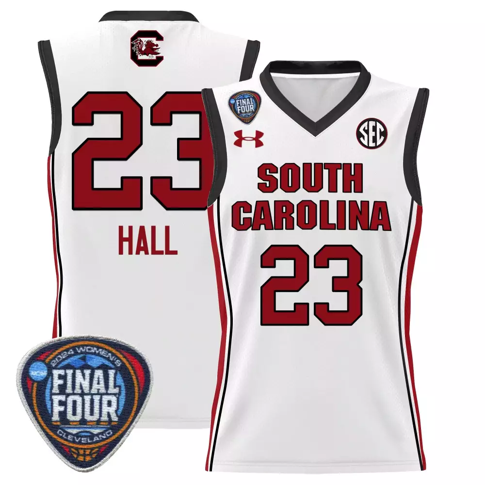bree hall white mens size south carolina gamecocks 2024 final four basketball jersey women patch all stitched