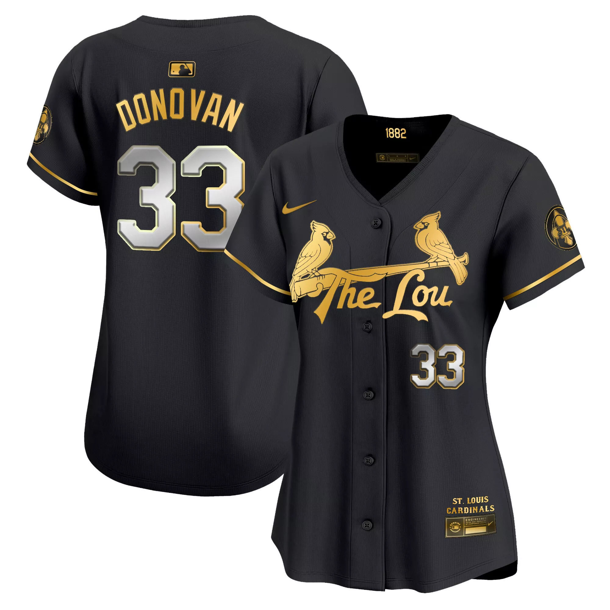 brendan donovan black gold womens st louis cardinals 2024 city connect vapor premier limited jersey all stitched