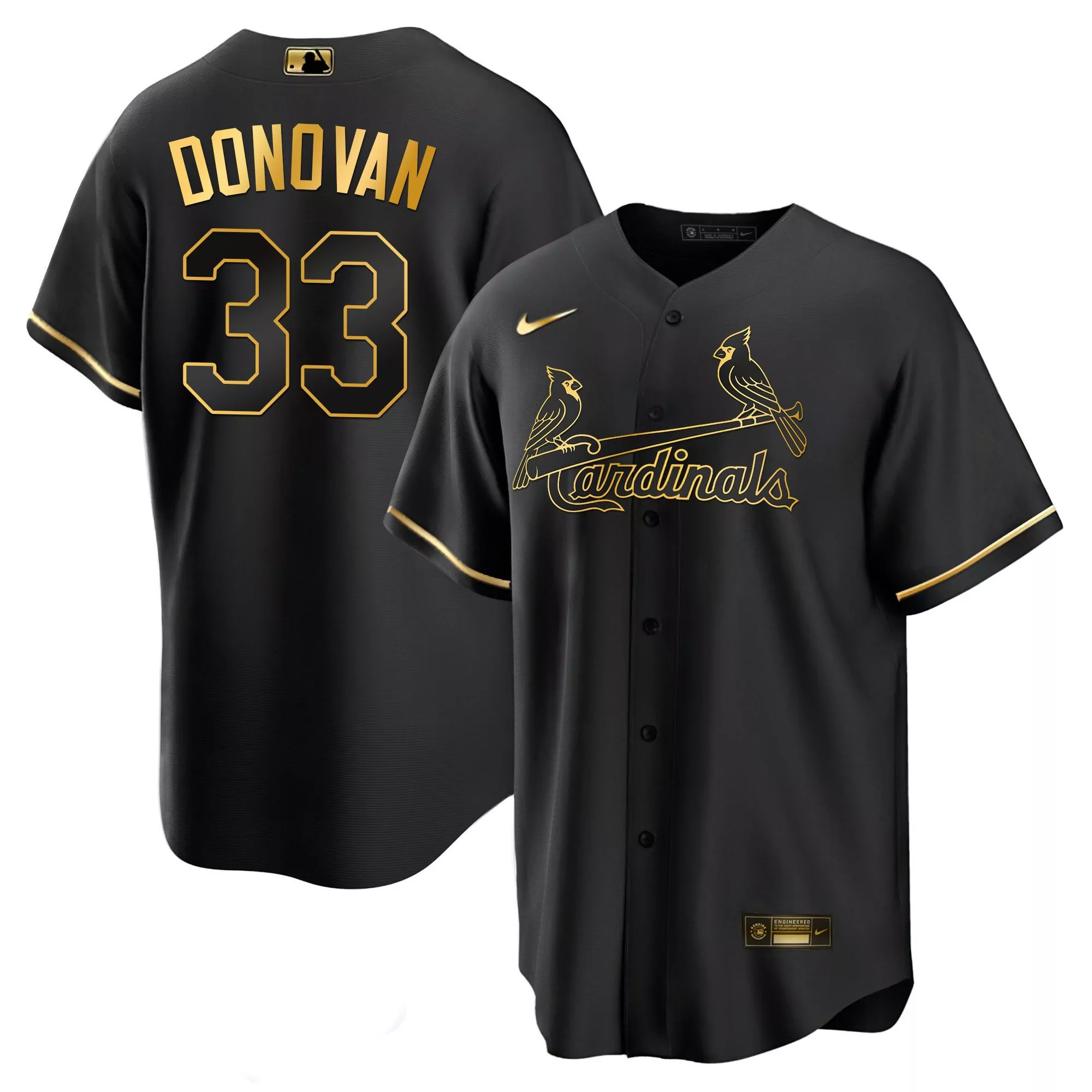 brendan donovan cool black gold mens st louis cardinals black limited gold jersey all stitched