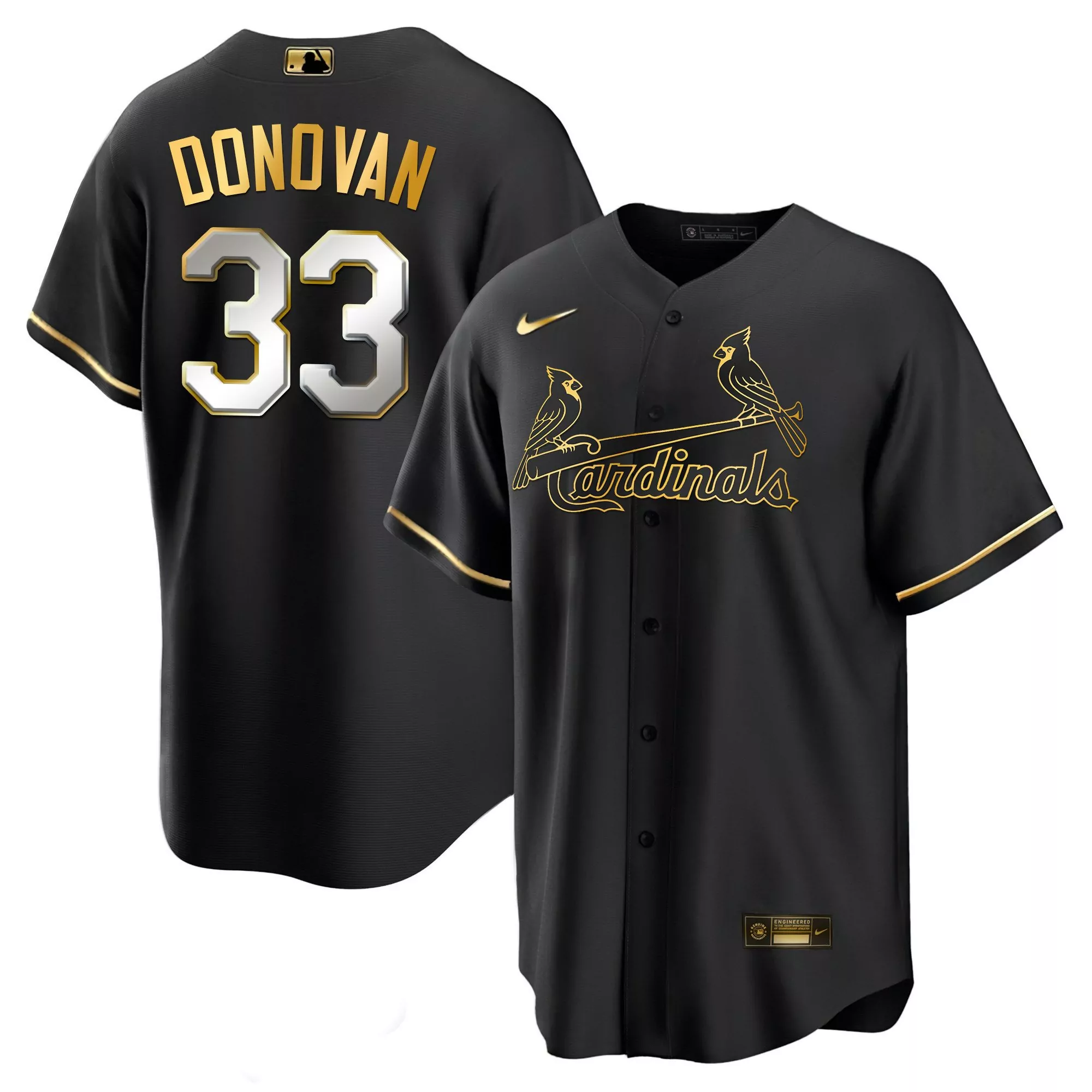 brendan donovan cool black gold mens st louis cardinals black limited gold jersey all stitched