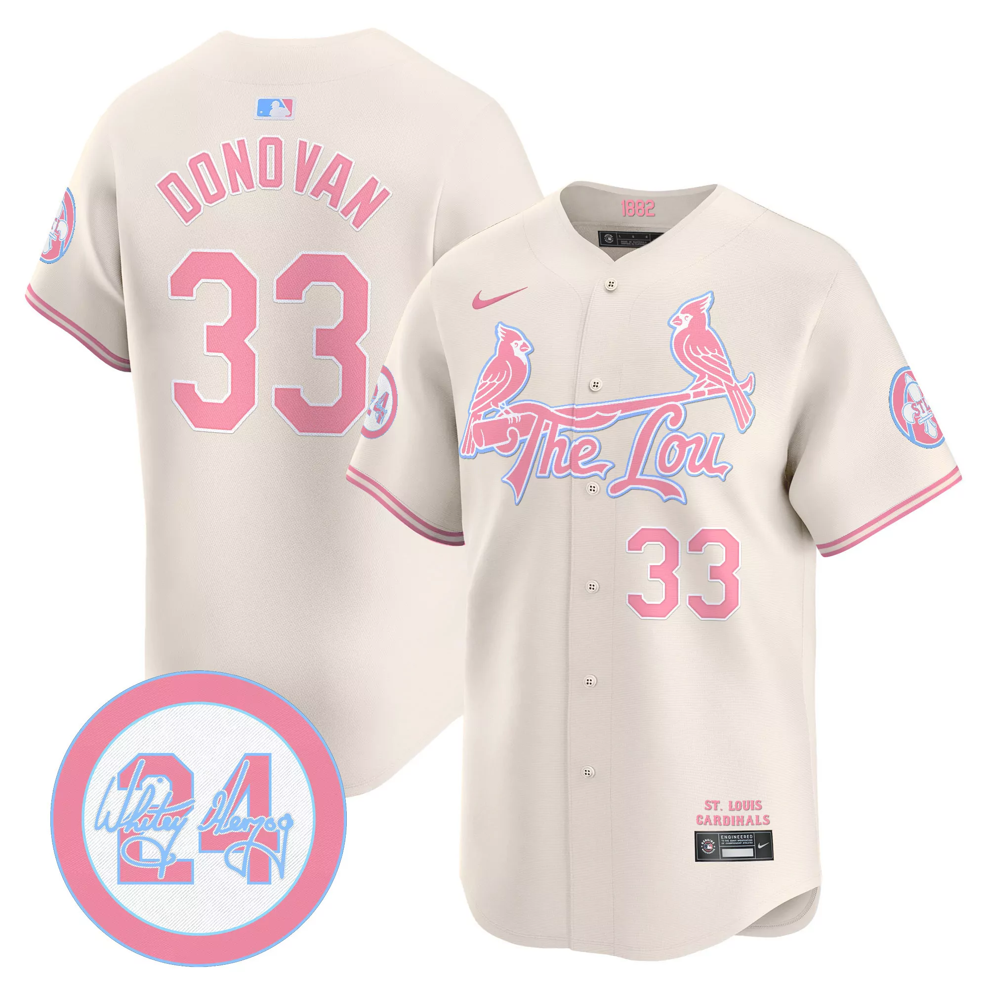 brendan donovan cream unisex st louis cardinals bubblegum pink vapor premier limited jersey all stitched