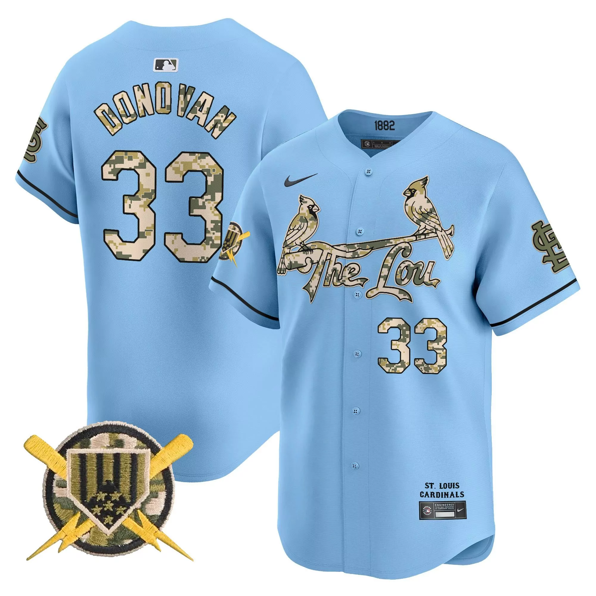 brendan donovan light blue mens st louis cardinals armed forces day vapor premier limited jersey all stitched