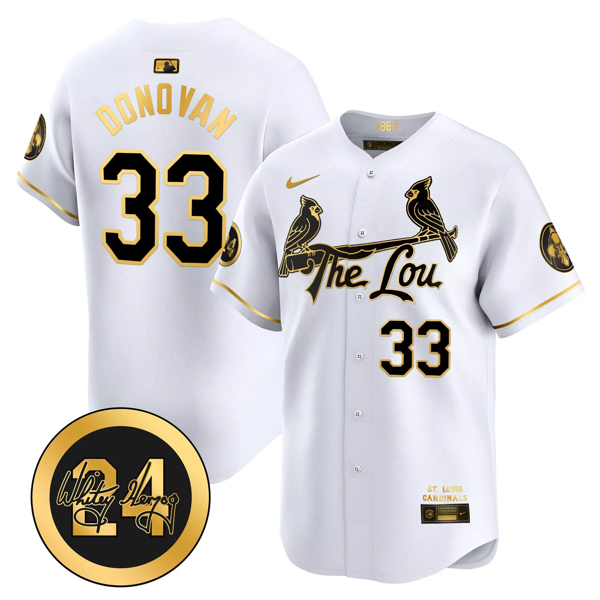 brendan donovan white gold mens st louis cardinals 2024 city connect whitey herzog patch vapor premier limited jersey al
