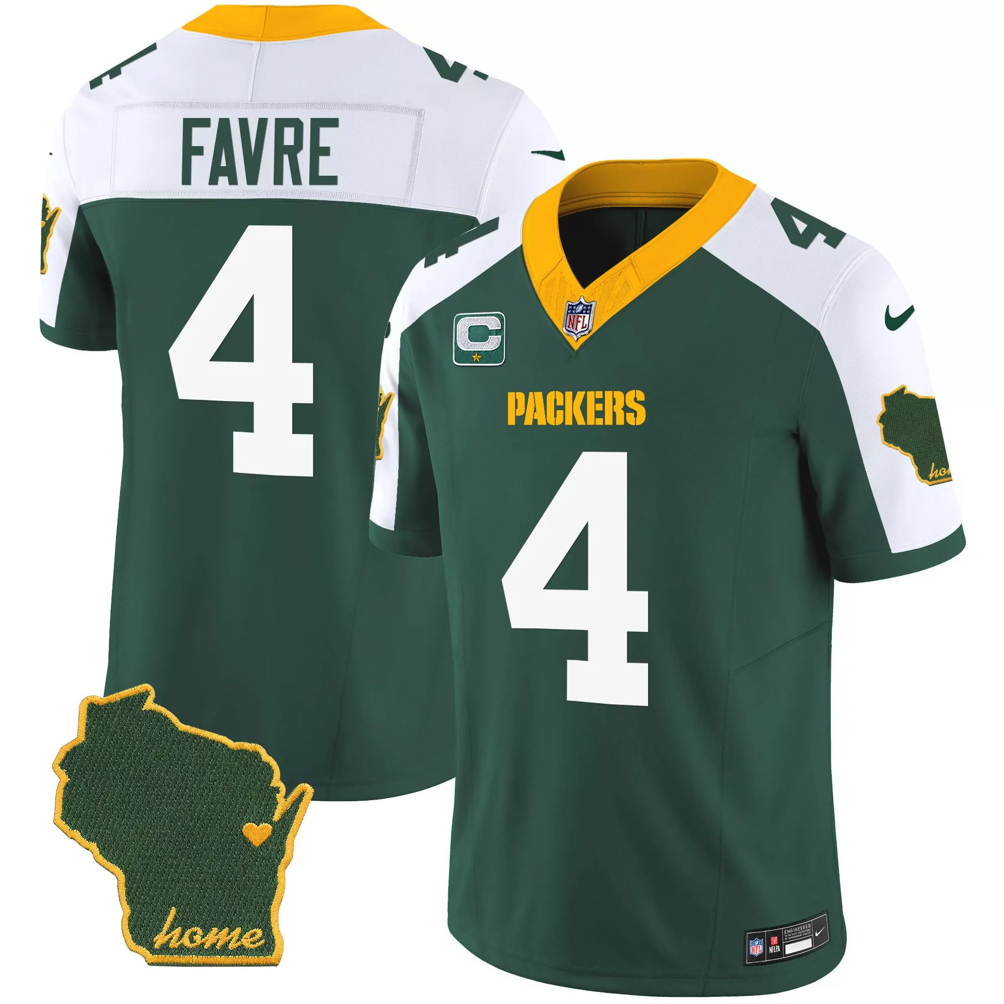 brett favre alternate mens green bay packers home patch vapor jersey v2 all stitched