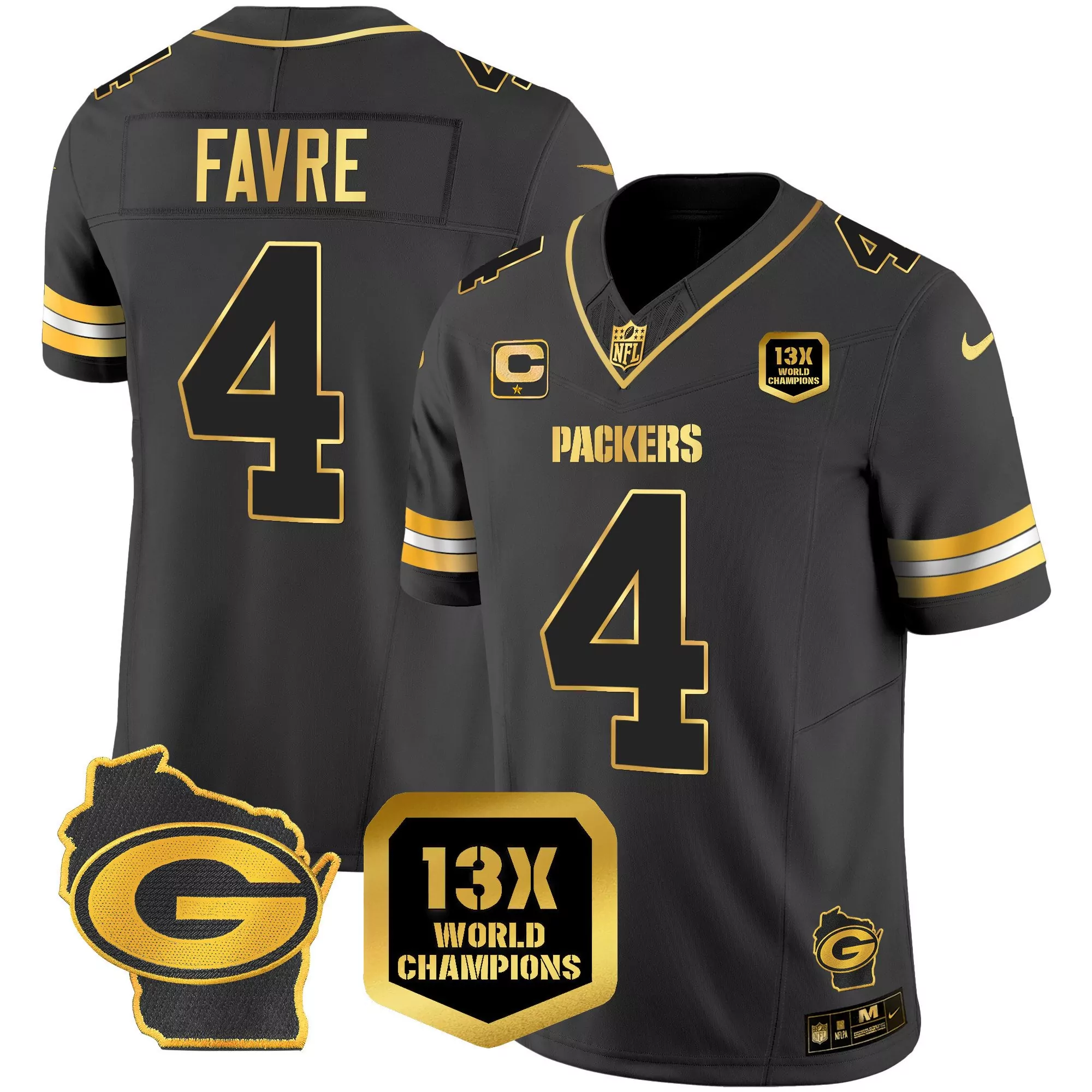 brett favre black alternate womens green bay packers 13 time world champions home patch vapor jersey all stitched
