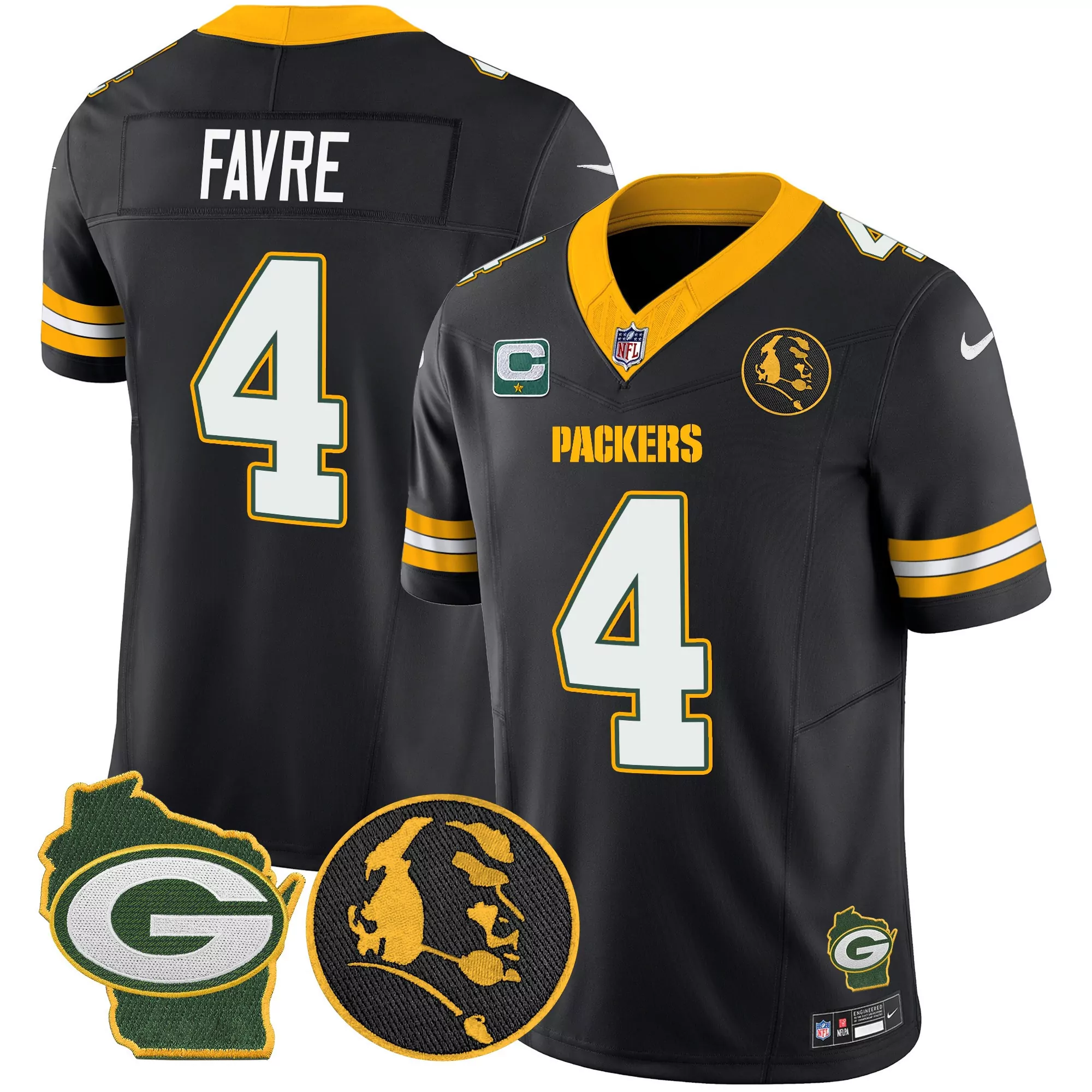 brett favre black mens green bay packers home patch vapor jersey v2 all stitched