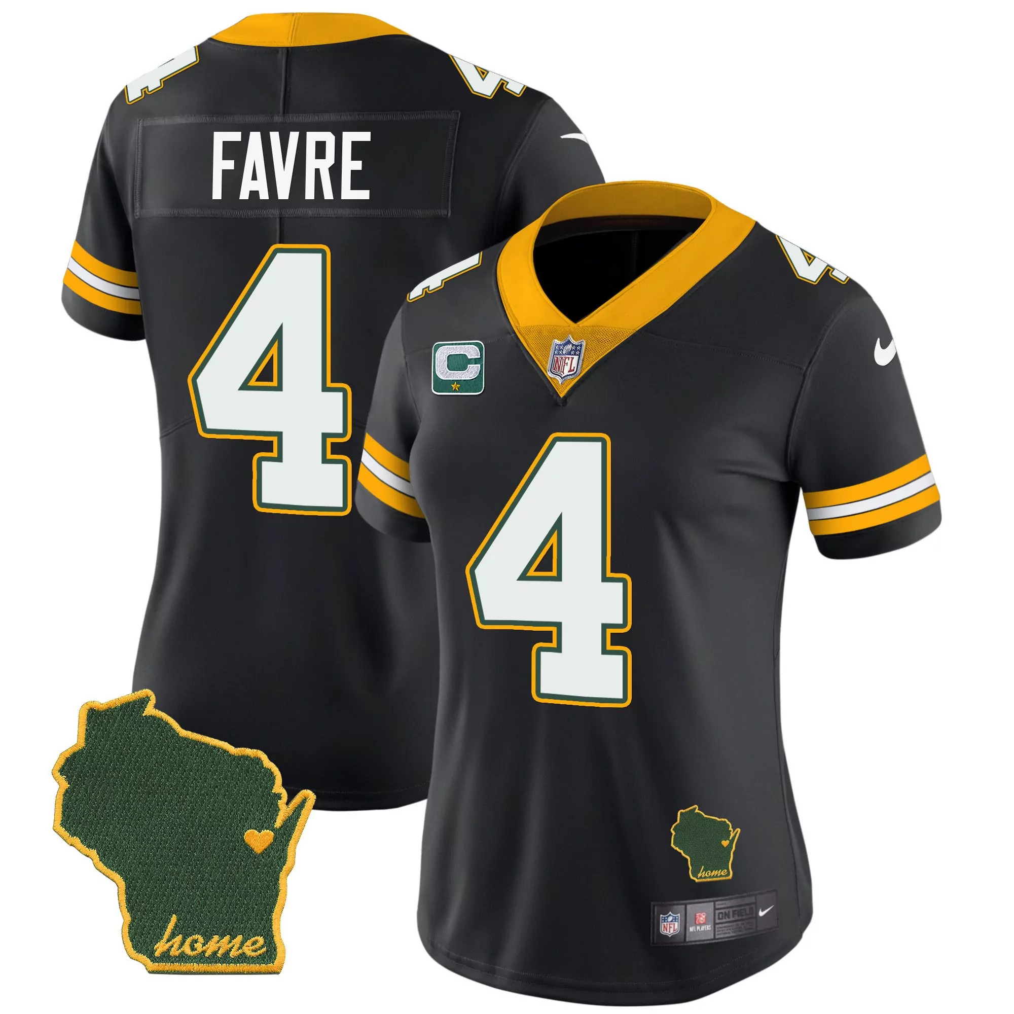 brett favre black womens green bay packers 13 time world champions home patch vapor jersey all stitched