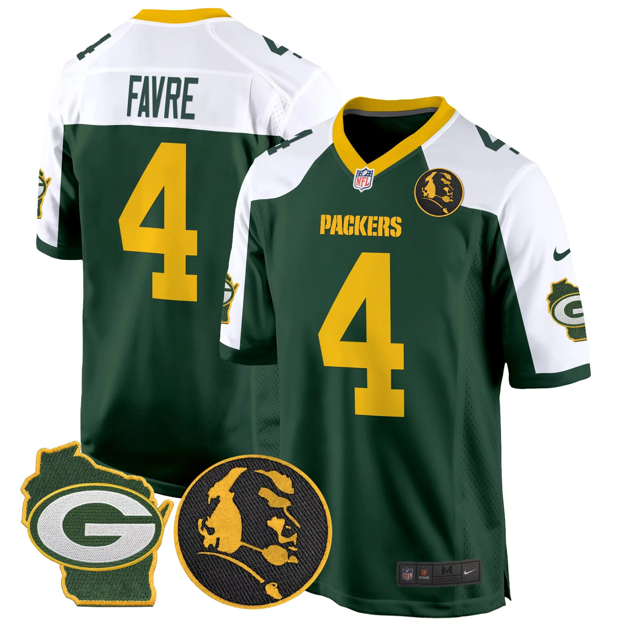 brett favre green alternate mens green bay packers john madden home patch game jersey all stitched