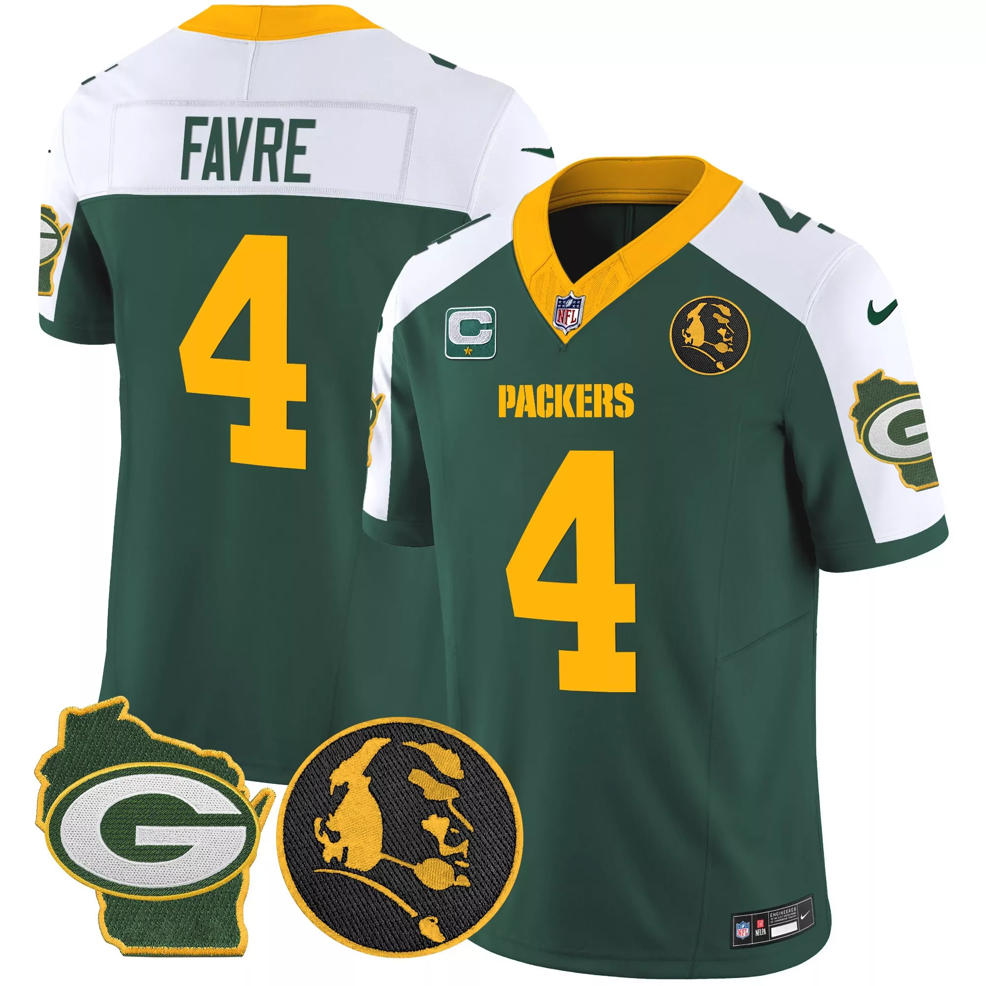 brett favre green alternate mens green bay packers john madden home patch game jersey all stitched