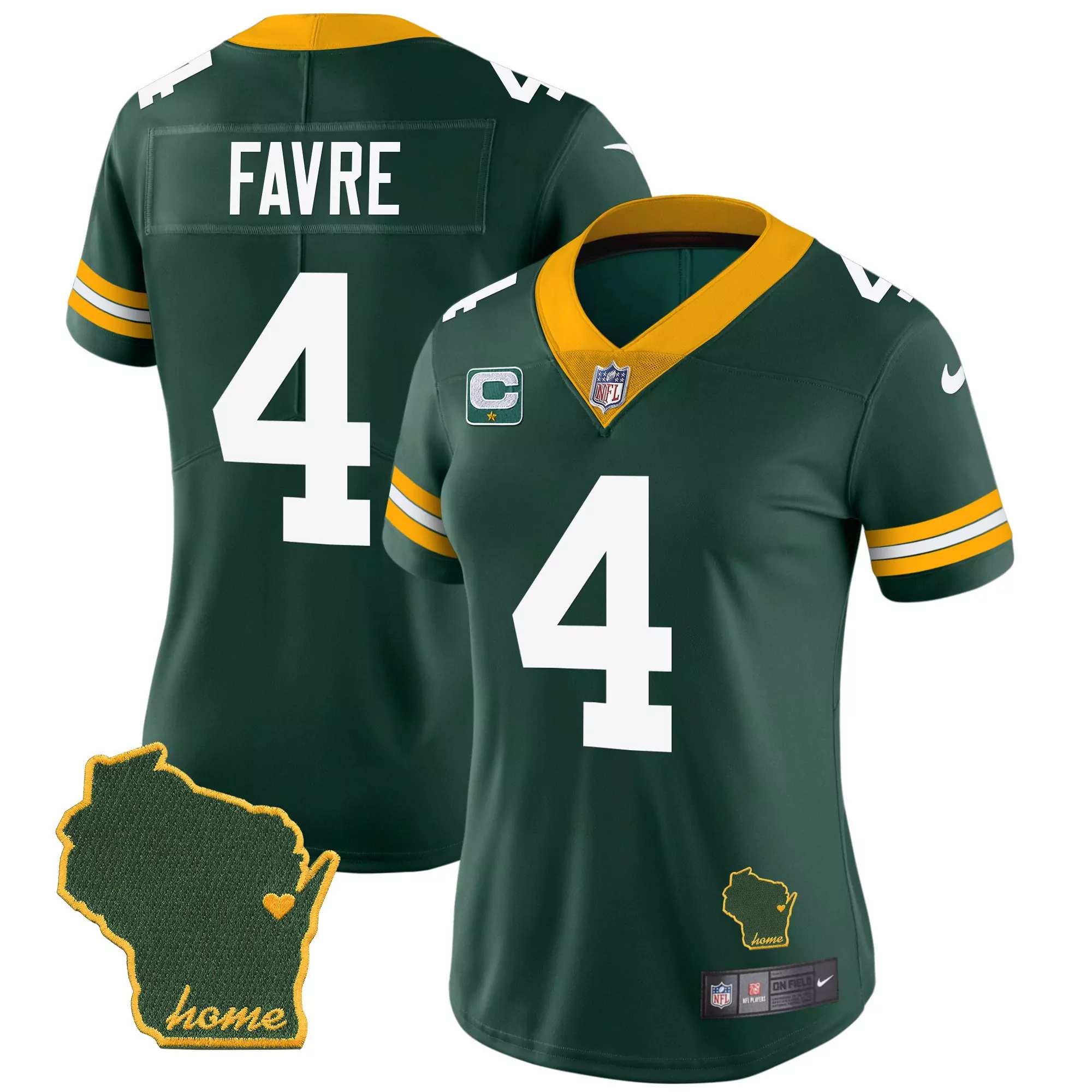 brett favre green womens green bay packers 100th season home patch cheese vapor limited jersey all stitched