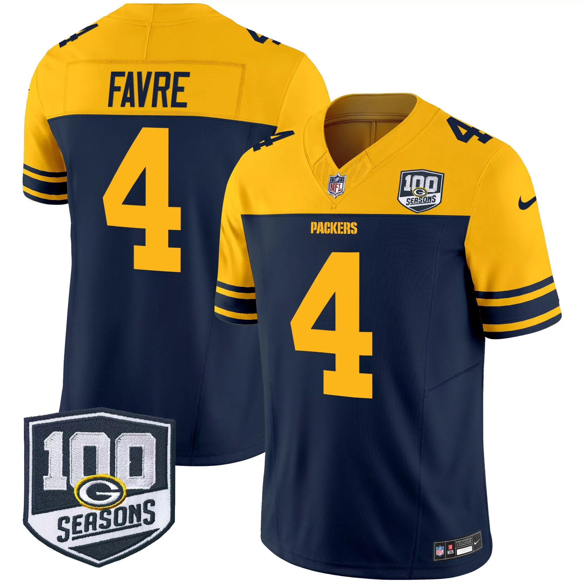brett favre navy mens green bay packers throwback 100th season patch vapor limited jersey all stitched