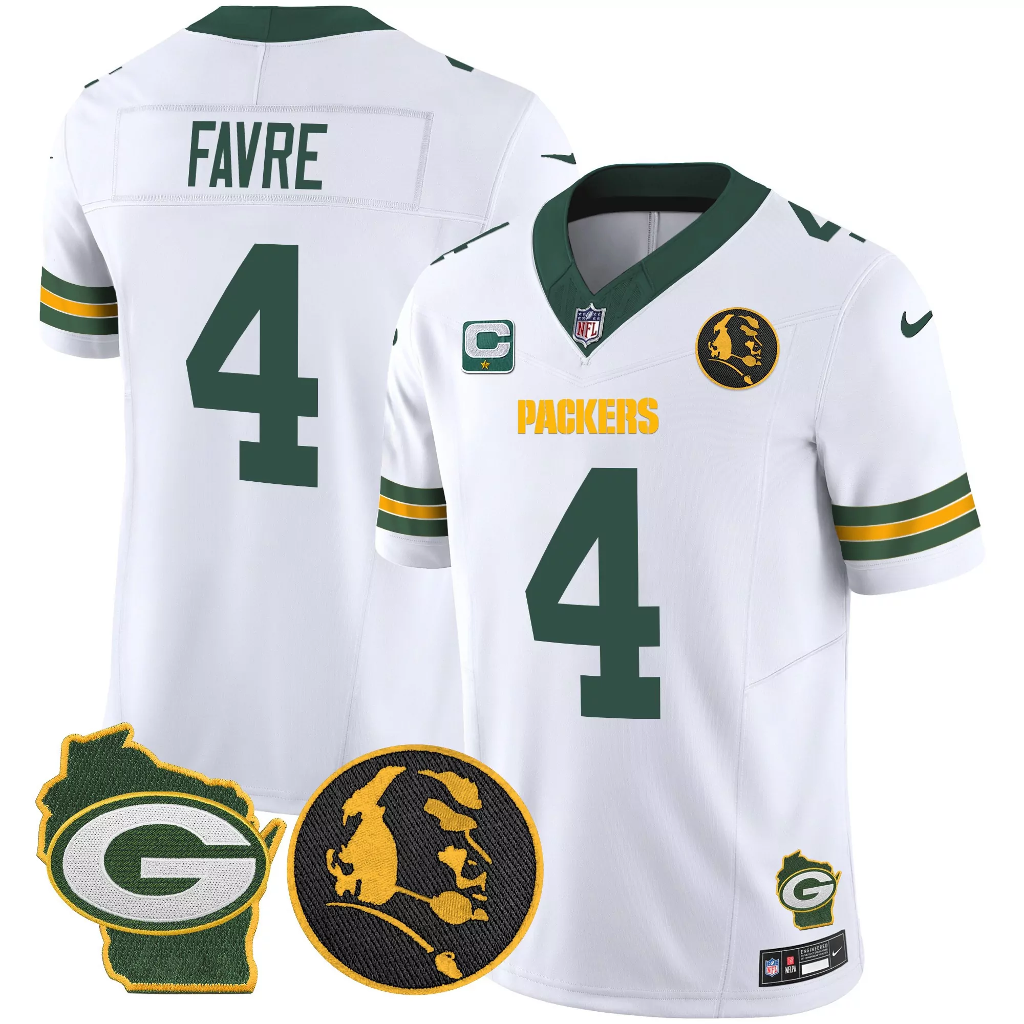 brett favre white mens green bay packers john madden home patch vapor limited jersey all stitched