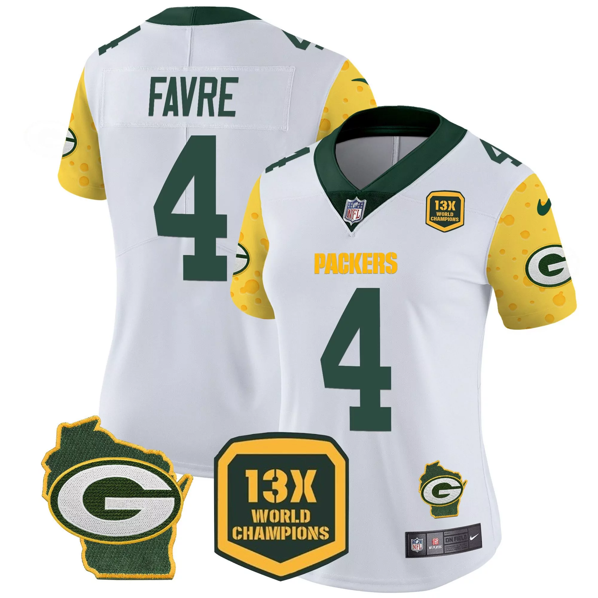 brett favre white womens green bay packers cheese vapor limited jersey all stitched