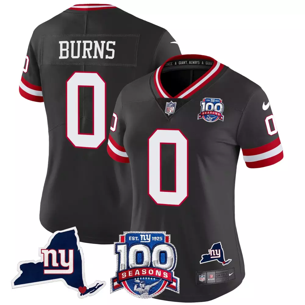 Brian Burns New York Giants 100th Season Black Vapor Limited Jersey | Stitched Women's Fan Gear | For Men, Women & Youth