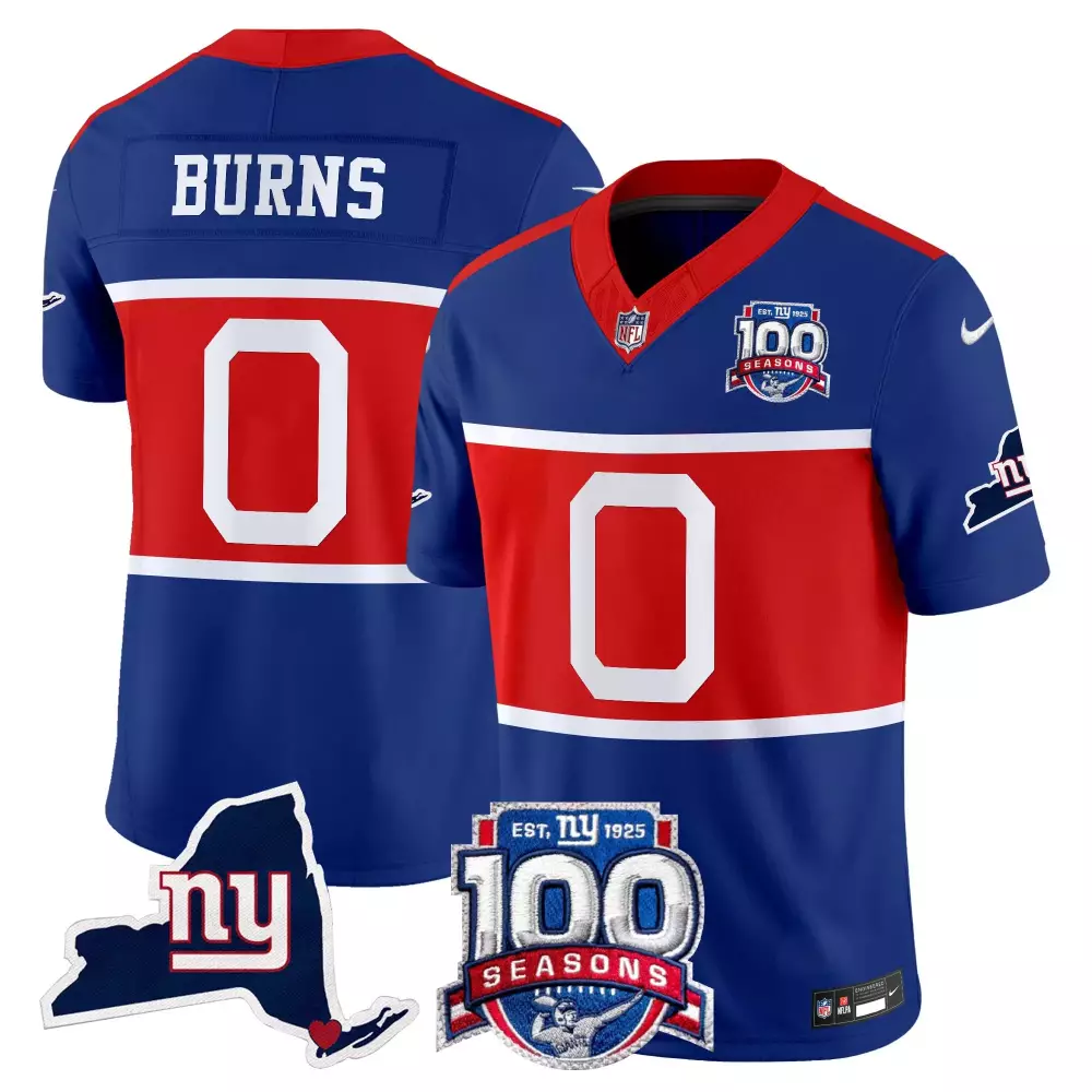 Brian Burns New York Giants Royal Men's Century Red 100th Commemorative Vapor Jersey V2 | Stitched Fan Gear | For Men, Women & Youth