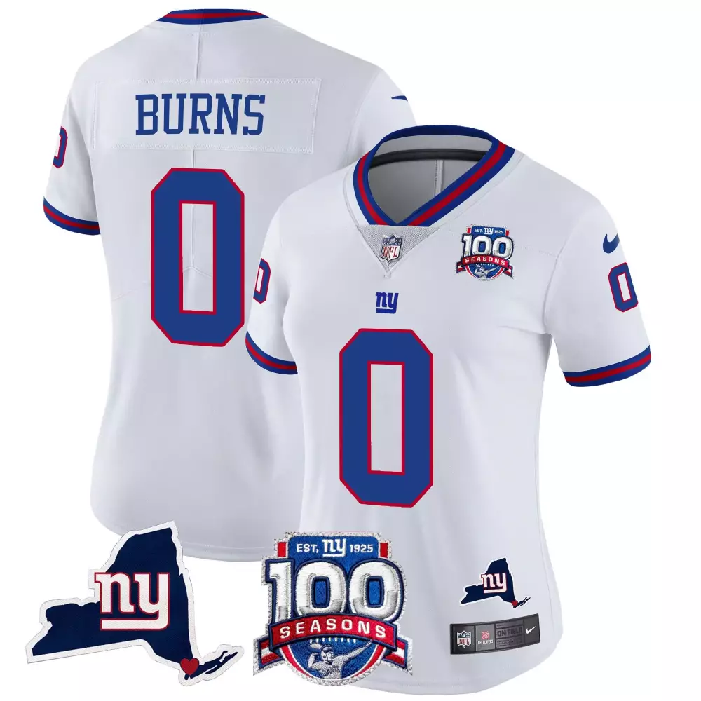 Brian Burns New York Giants 100th Season White Vapor Limited Jersey | Stitched Women's Fan Gear | For Men, Women & Youth