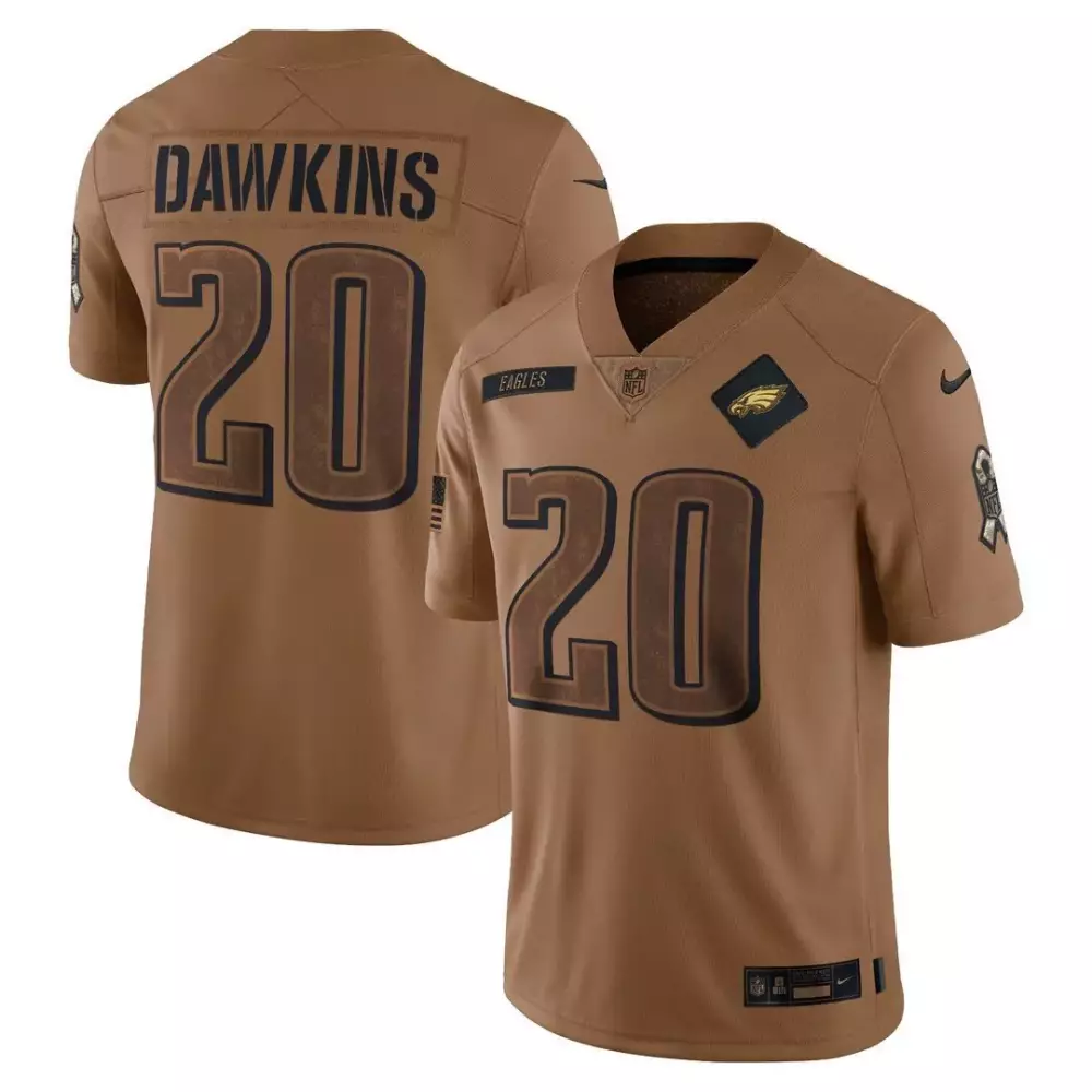 Brian Dawkins Youth Salute to Service Limited Jersey | Stitched Brown | Fan Gear for Young Eagles Fans | For Men, Women & Youth