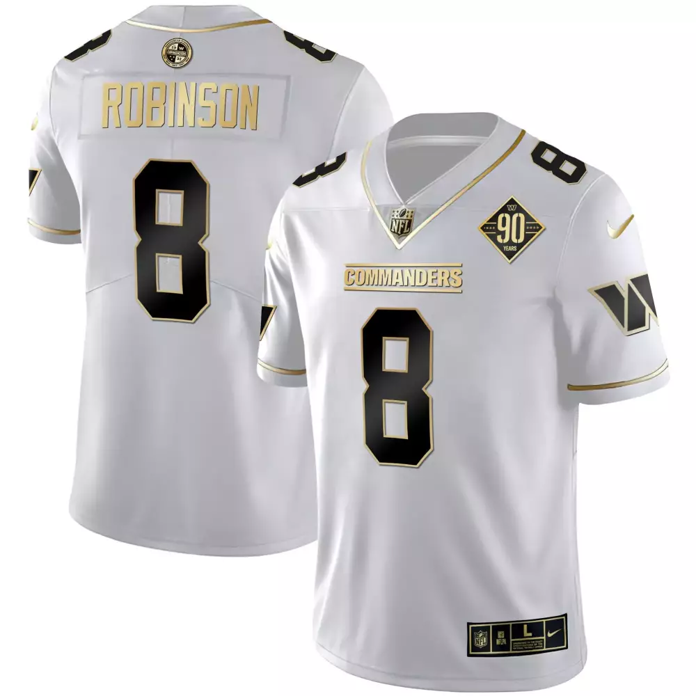 brian robinson white gold mens washington commanders white gold black gold vapor limited jersey all stitched