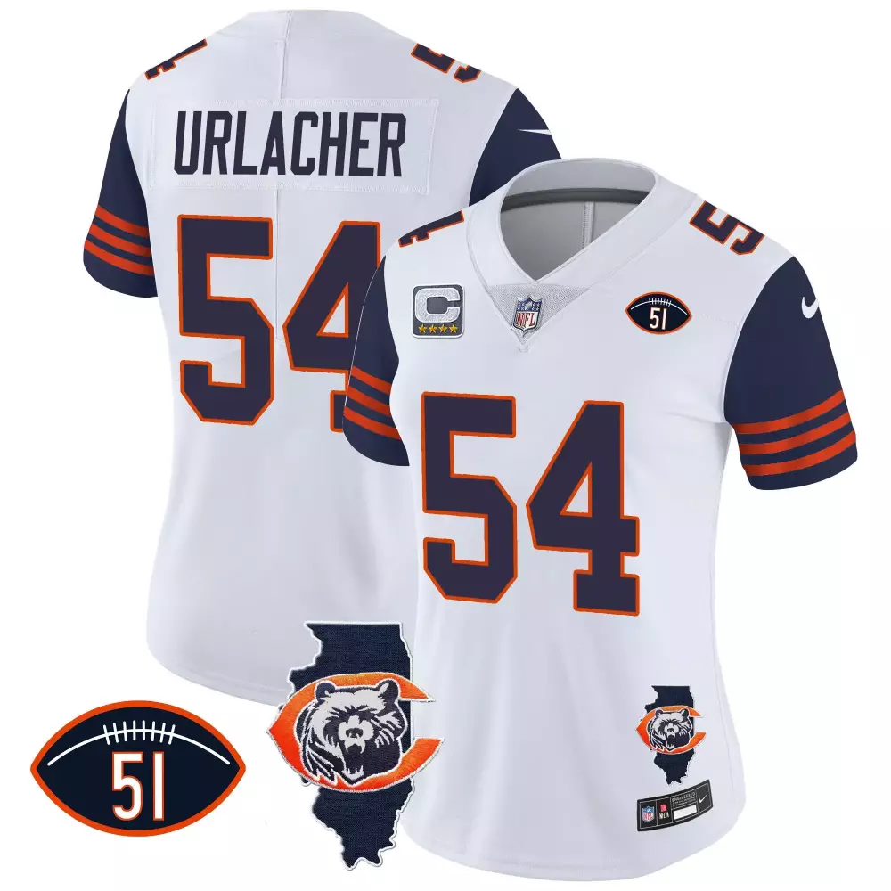 brian urlacher navy sleeves womens chicago bears illinois patch vapor jersey all stitched
