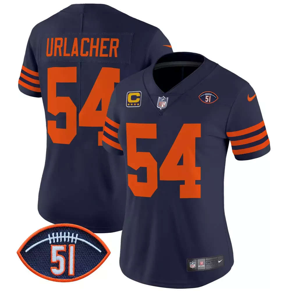 brian urlacher navy womens chicago bears dick butkus patch throwback vapor limited jersey all stitched