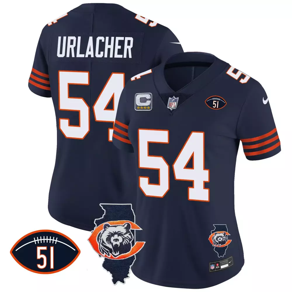 brian urlacher navy womens chicago bears dick butkus patch throwback vapor limited jersey all stitched