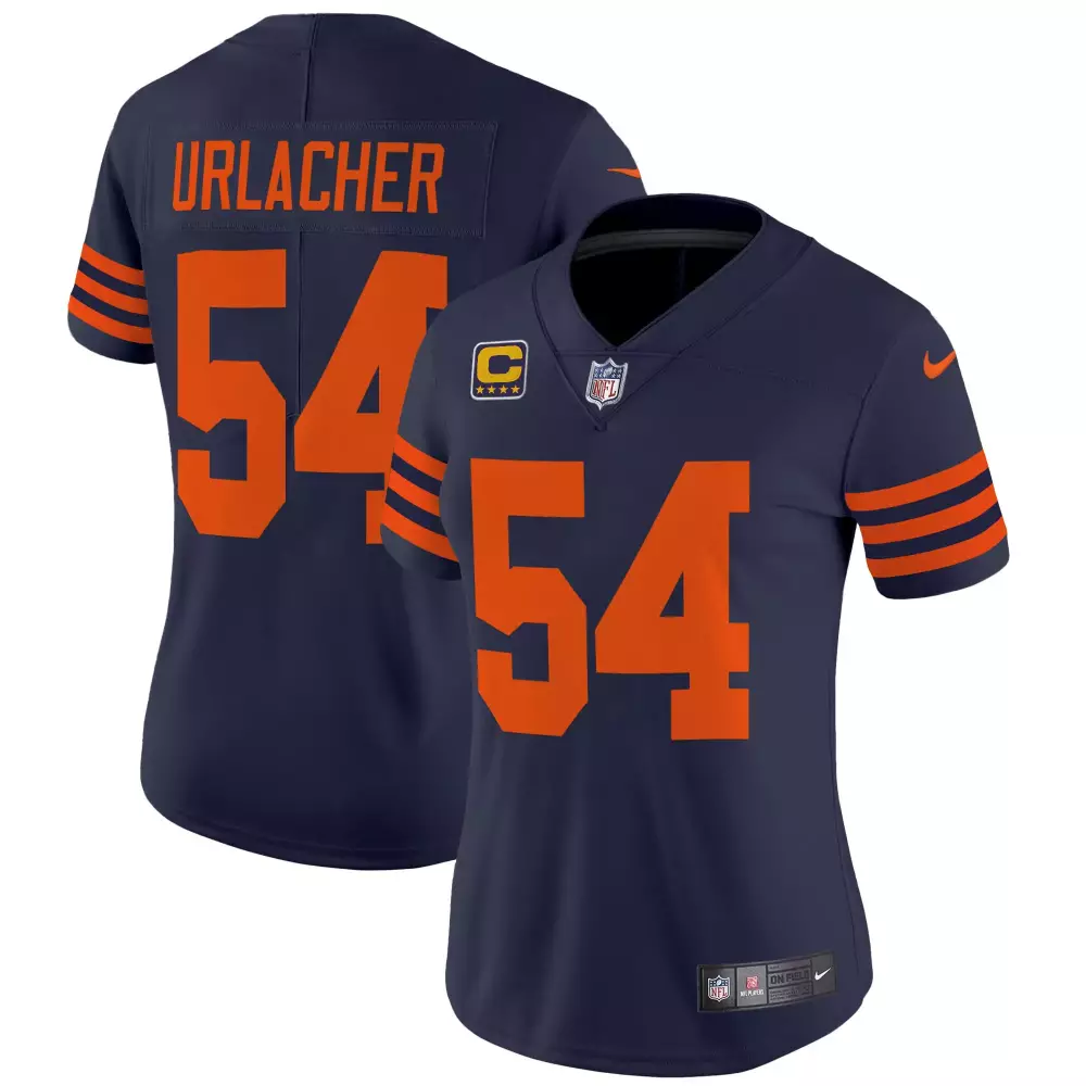 brian urlacher navy womens chicago bears dick butkus patch throwback vapor limited jersey all stitched