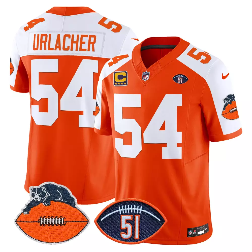 brian urlacher orange alternate mens chicago bears dick butkus patch throwback vapor limited jersey all stitched