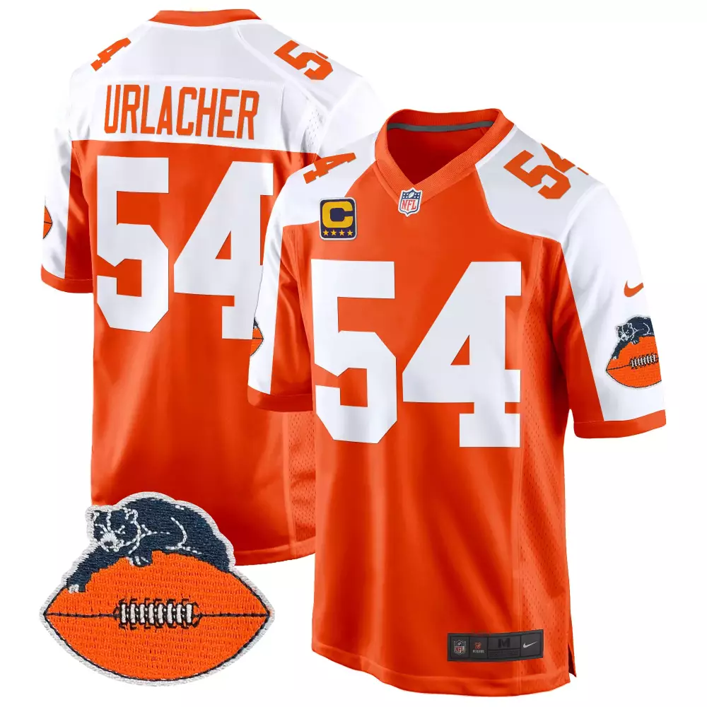 brian urlacher orange alternate mens chicago bears dick butkus patch throwback vapor limited jersey all stitched