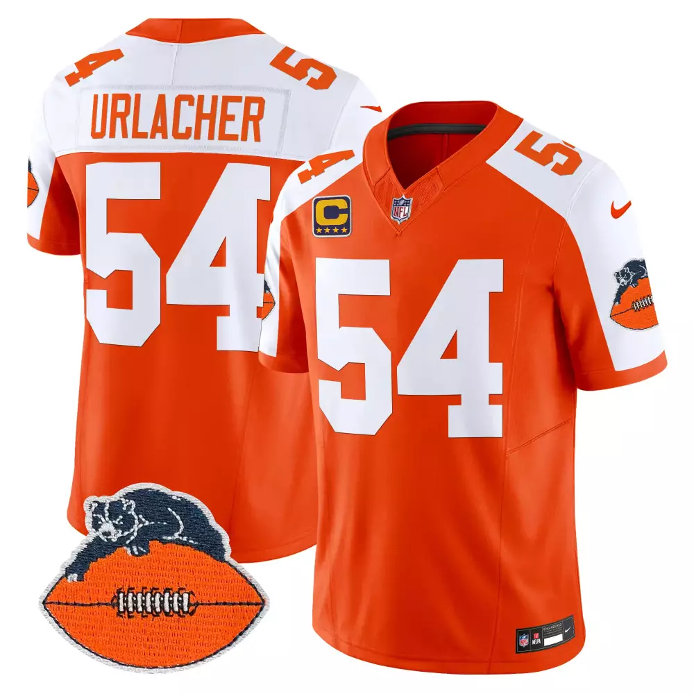brian urlacher orange alternate mens chicago bears dick butkus patch throwback vapor limited jersey all stitched