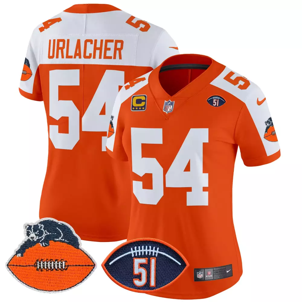 brian urlacher orange alternate mens chicago bears dick butkus patch throwback vapor limited jersey all stitched