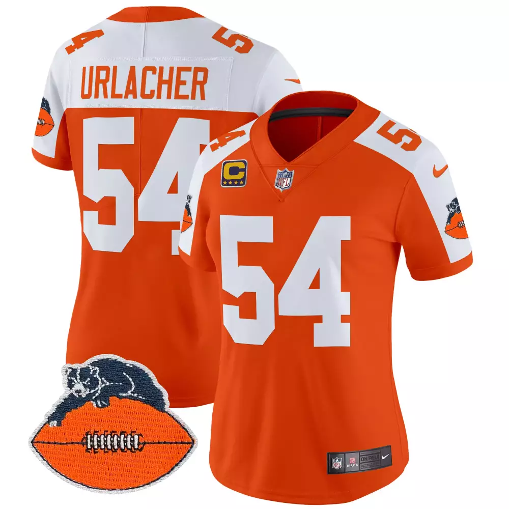 brian urlacher orange alternate mens chicago bears dick butkus patch throwback vapor limited jersey all stitched