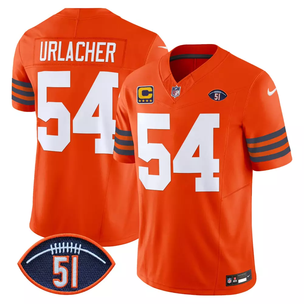 brian urlacher orange mens chicago bears dick butkus patch gsh vapor jersey all stitched