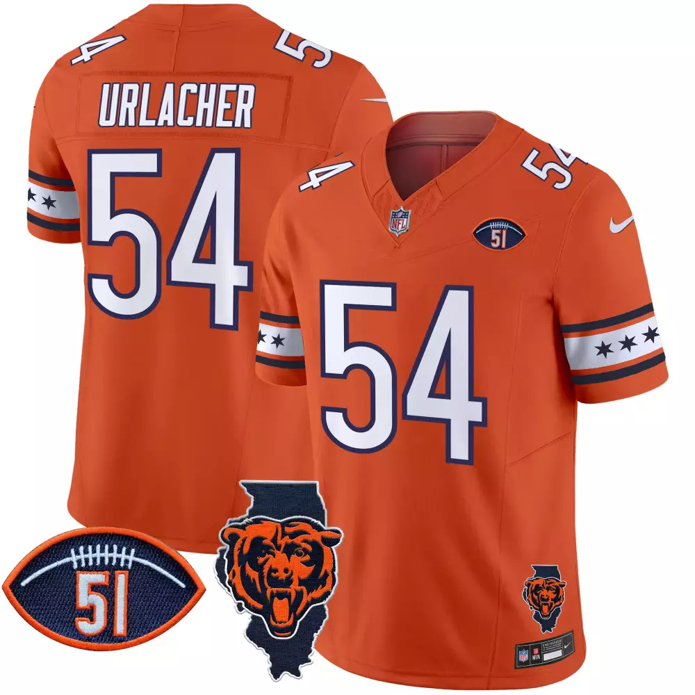 brian urlacher orange mens chicago bears dick butkus patch gsh vapor jersey all stitched