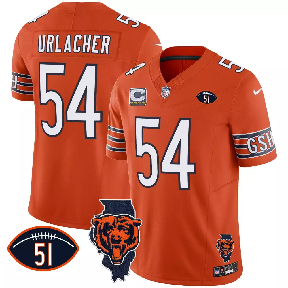 brian urlacher orange mens chicago bears dick butkus patch gsh vapor jersey all stitched