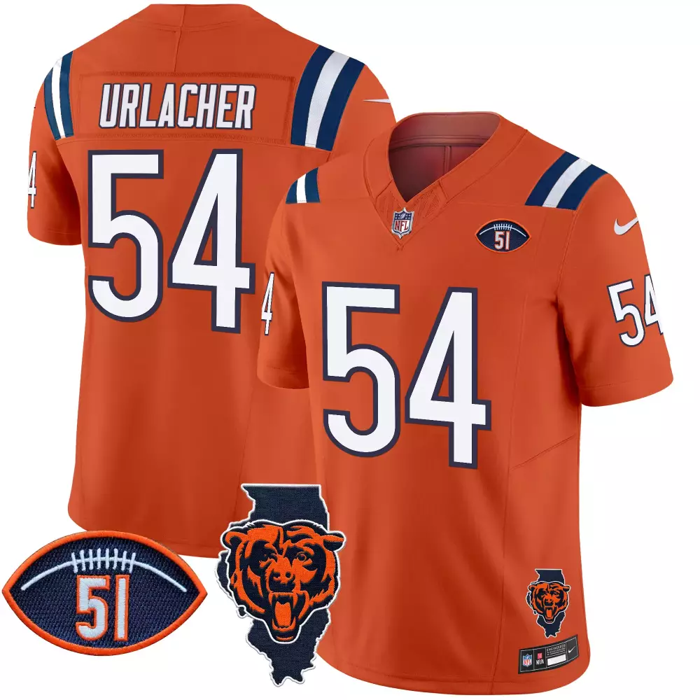 brian urlacher orange mens chicago bears dick butkus patch gsh vapor jersey all stitched