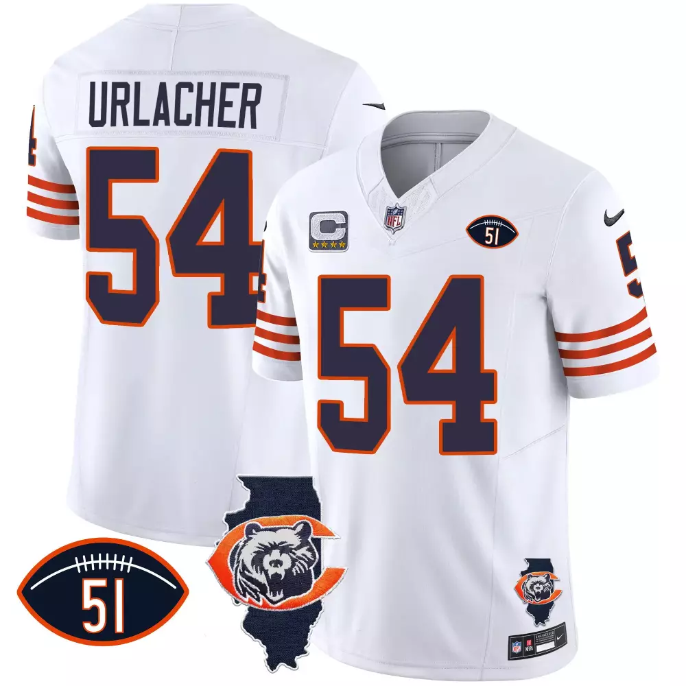 brian urlacher white mens chicago bears throwback illinois patch vapor jersey all stitched