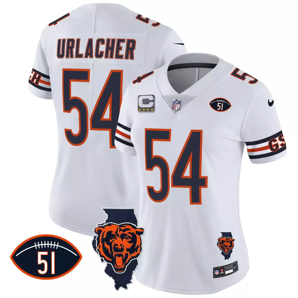 brian urlacher white mens chicago bears throwback illinois patch vapor jersey all stitched