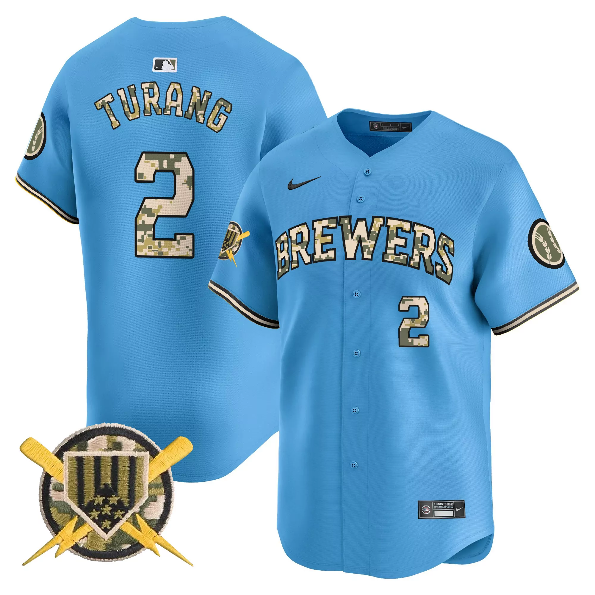 blue men milwaukee brewers armed forces day vapor premier limited custom jersey all stitched